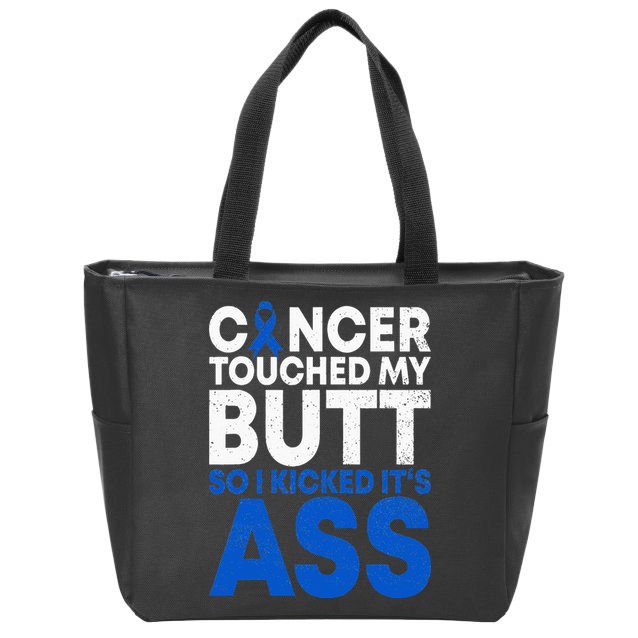 Funny Colon Cancer Survivor Cancer Awareness Ribbon Zip Tote Bag