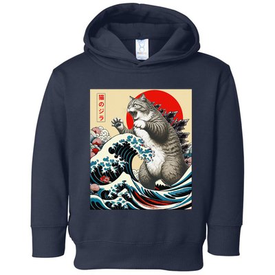 Funny Catzilla Cat Japanese Art Funny Cat Gifts For Women Toddler Hoodie