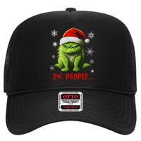 Funny Christmas Cat Ew People Meowy Cat Lovers High Crown Mesh Back Trucker Hat