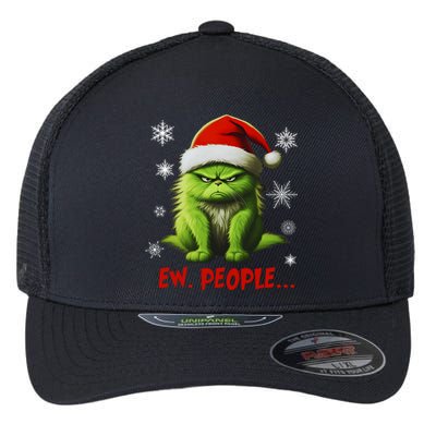 Funny Christmas Cat Ew People Meowy Cat Lovers Flexfit Unipanel Trucker Cap