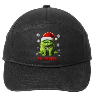 Funny Christmas Cat Ew People Meowy Cat Lovers 7-Panel Snapback Hat