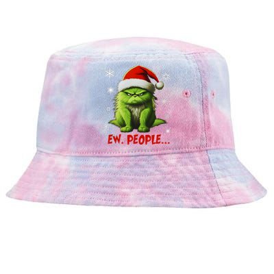 Funny Christmas Cat Ew People Meowy Cat Lovers Tie-Dyed Bucket Hat