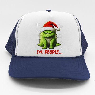 Funny Christmas Cat Ew People Meowy Cat Lovers Trucker Hat