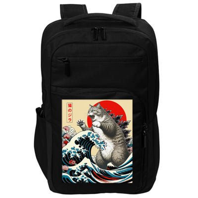 Funny Catzilla Cat Japanese Art Cat Gifts Impact Tech Backpack