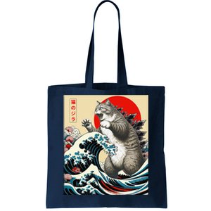 Funny Catzilla Cat Japanese Art Cat Gifts Tote Bag