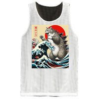 Funny Catzilla Cat Japanese Art Cat Gifts Mesh Reversible Basketball Jersey Tank