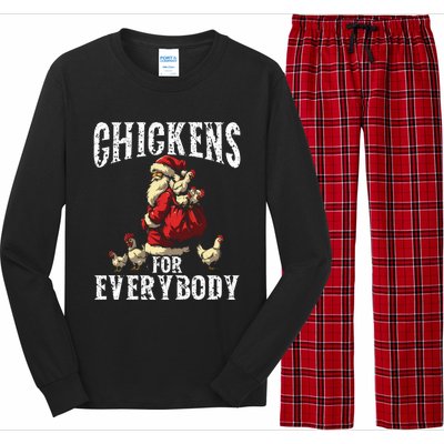 Funny Chicken Christmas Chicken Lover Xmas Day Santa Claus Cool Gift Long Sleeve Pajama Set