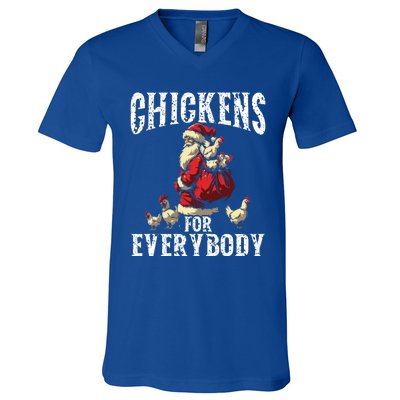 Funny Chicken Christmas Chicken Lover Xmas Day Santa Claus Cool Gift V-Neck T-Shirt