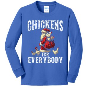 Funny Chicken Christmas Chicken Lover Xmas Day Santa Claus Cool Gift Kids Long Sleeve Shirt