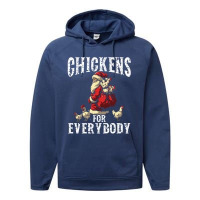 Funny Chicken Christmas Chicken Lover Xmas Day Santa Claus Cool Gift Performance Fleece Hoodie