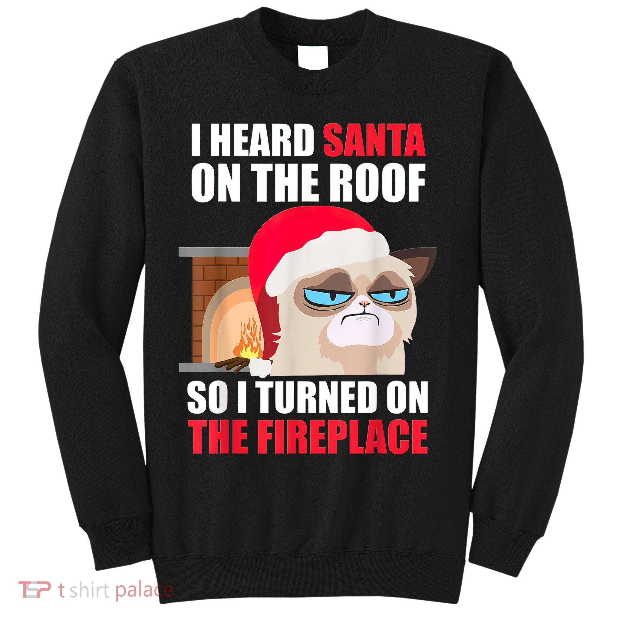 Funny Christmas Cat Hates Santa Grumpy Annoyed Cats Sweatshirt
