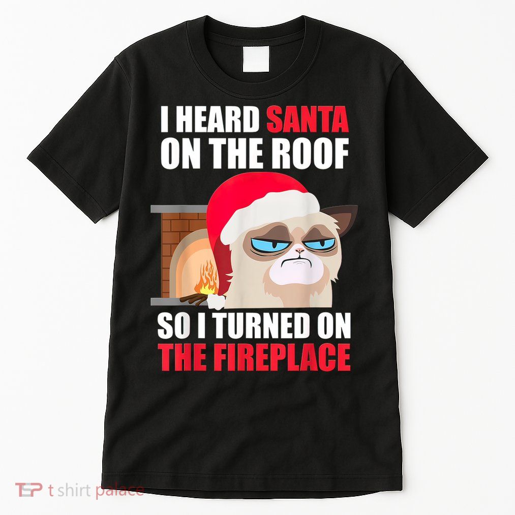Funny Christmas Cat Hates Santa Grumpy Annoyed Cats Tall T-Shirt