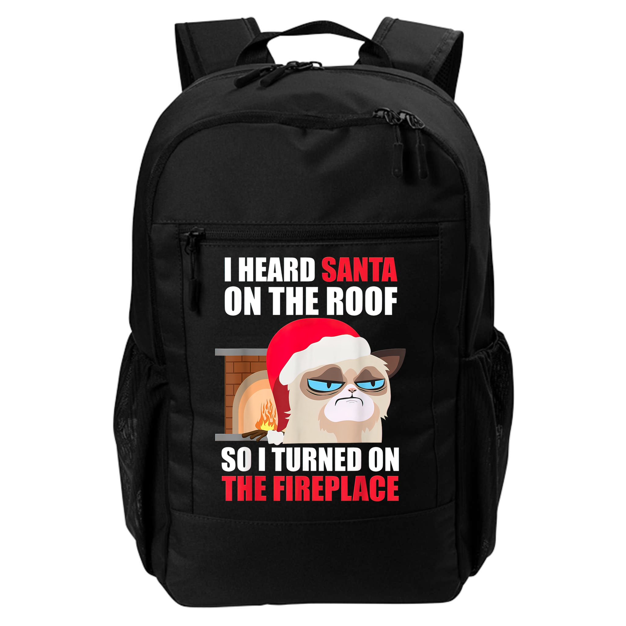 Funny Christmas Cat Hates Santa Grumpy Annoyed Cats Backpack