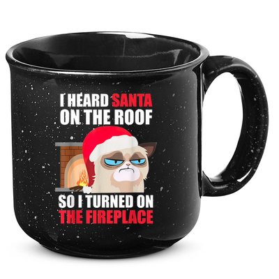 Funny Christmas Cat Hates Santa Grumpy Annoyed Cats 15oz Campfire Ceramic Mug