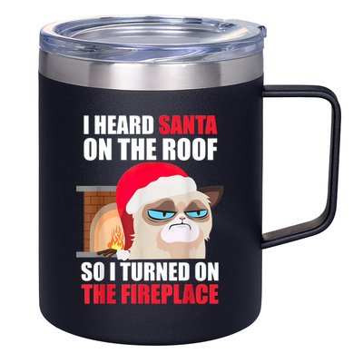 Funny Christmas Cat Hates Santa Grumpy Annoyed Cats 12oz Stainless Steel Coffee Mug