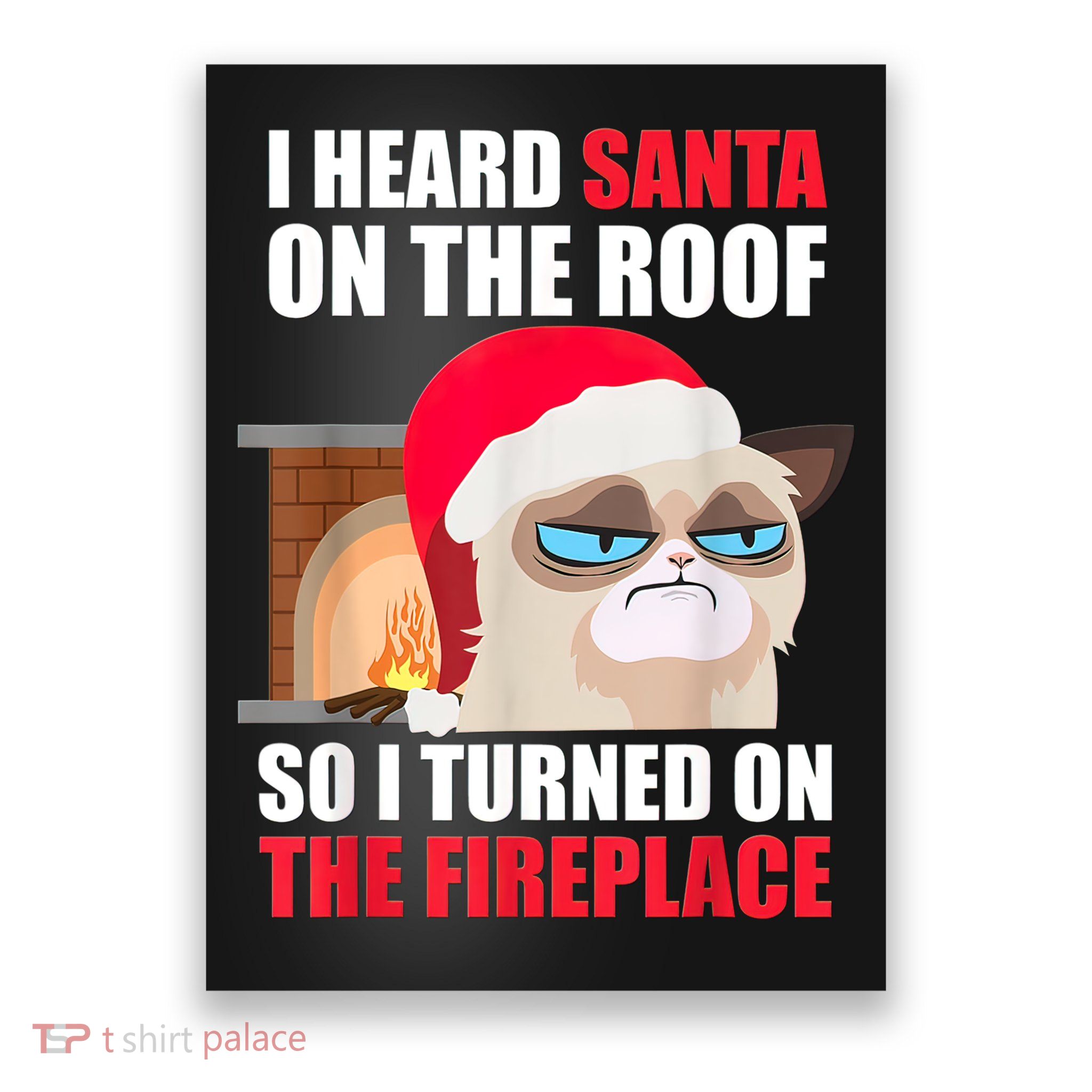 Funny Christmas Cat Hates Santa Grumpy Annoyed Cats Poster