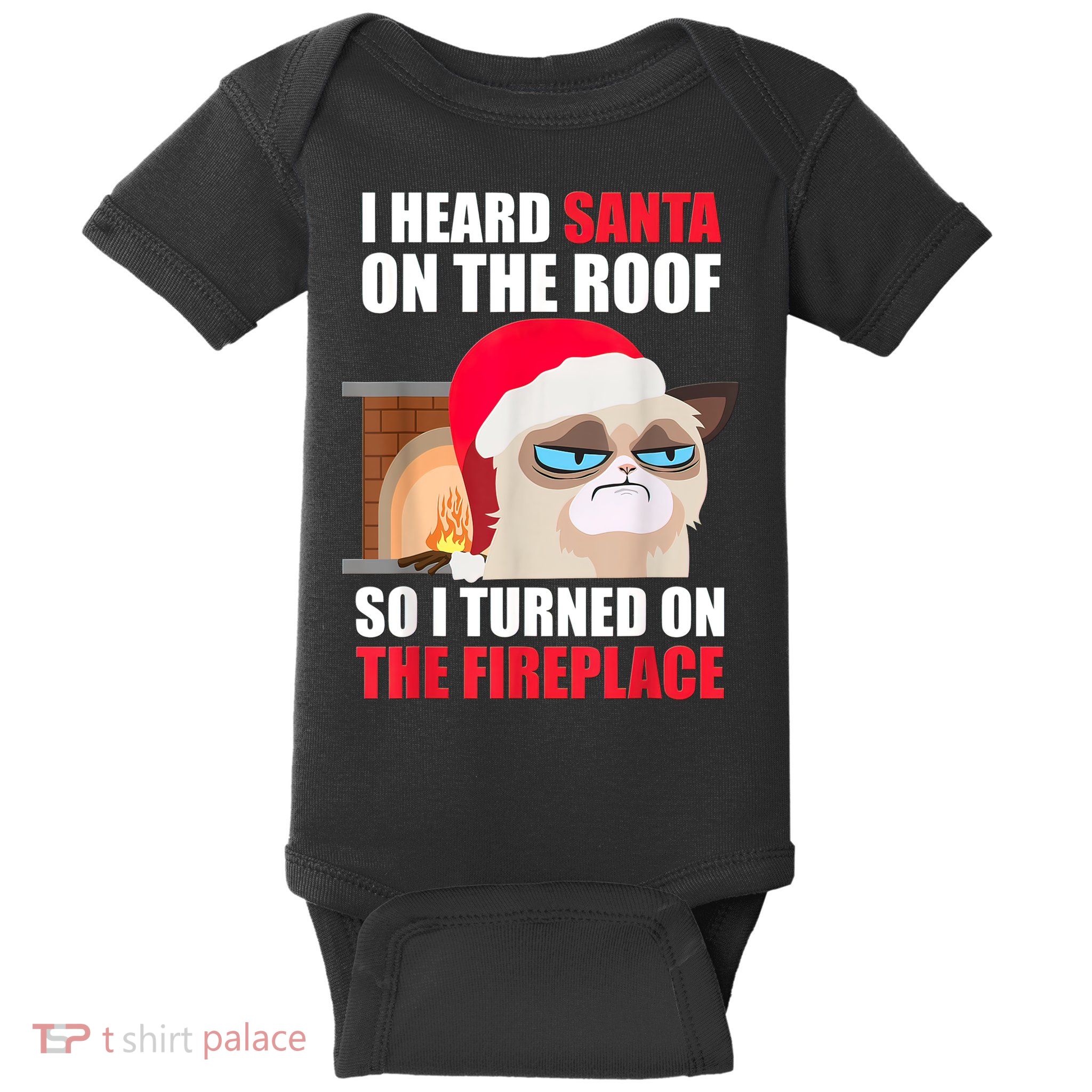 Funny Christmas Cat Hates Santa Grumpy Annoyed Cats Baby Bodysuit