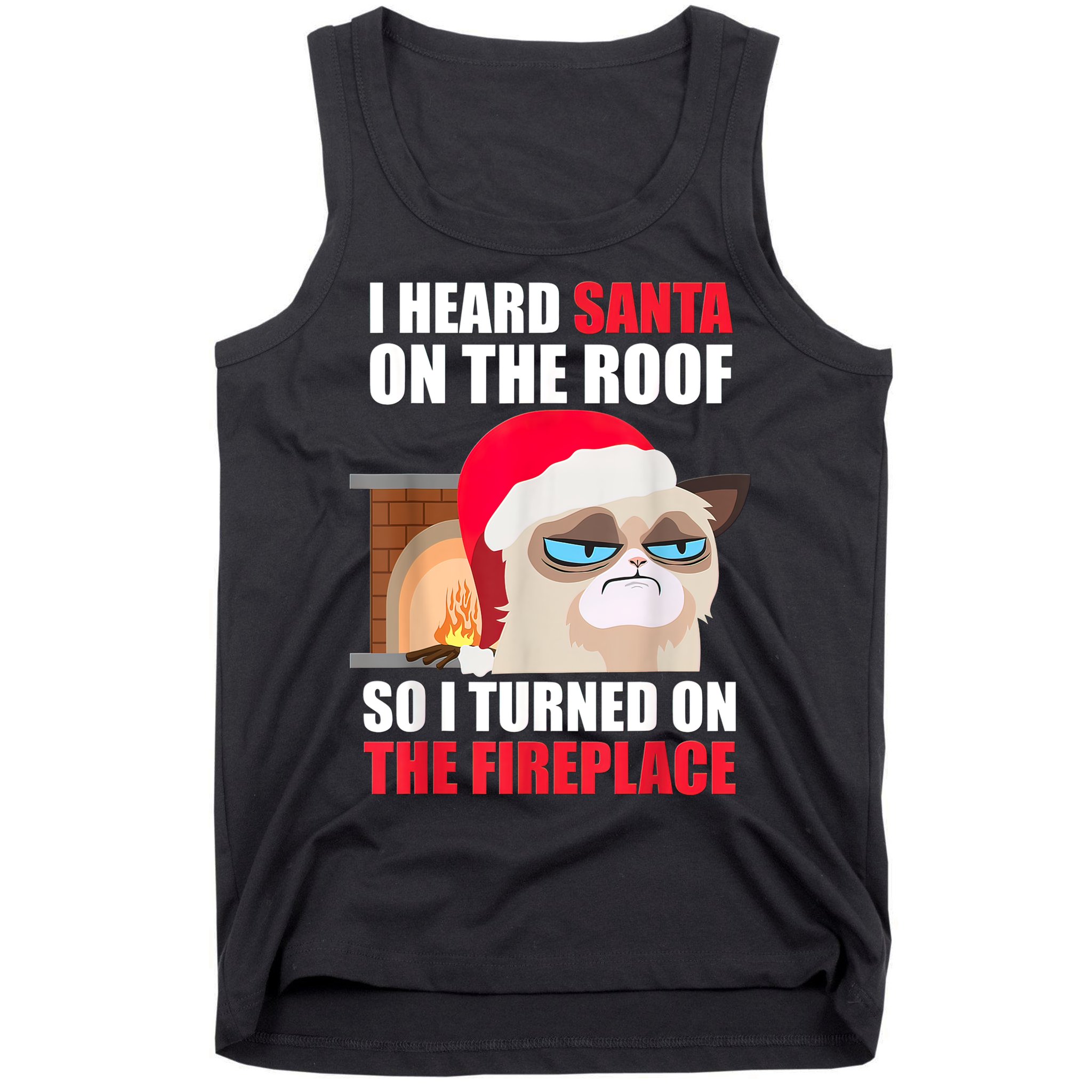 Funny Christmas Cat Hates Santa Grumpy Annoyed Cats Tank Top