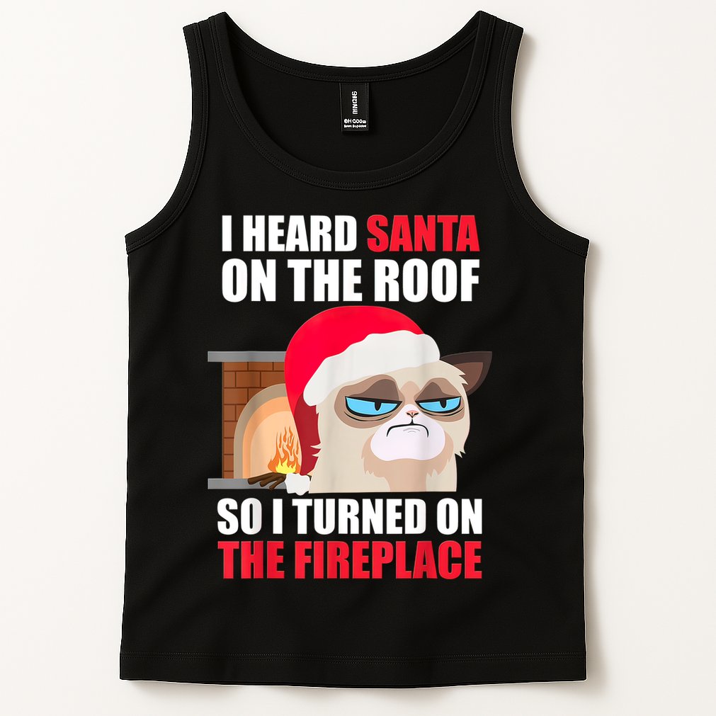 Funny Christmas Cat Hates Santa Grumpy Annoyed Cats Tank Top