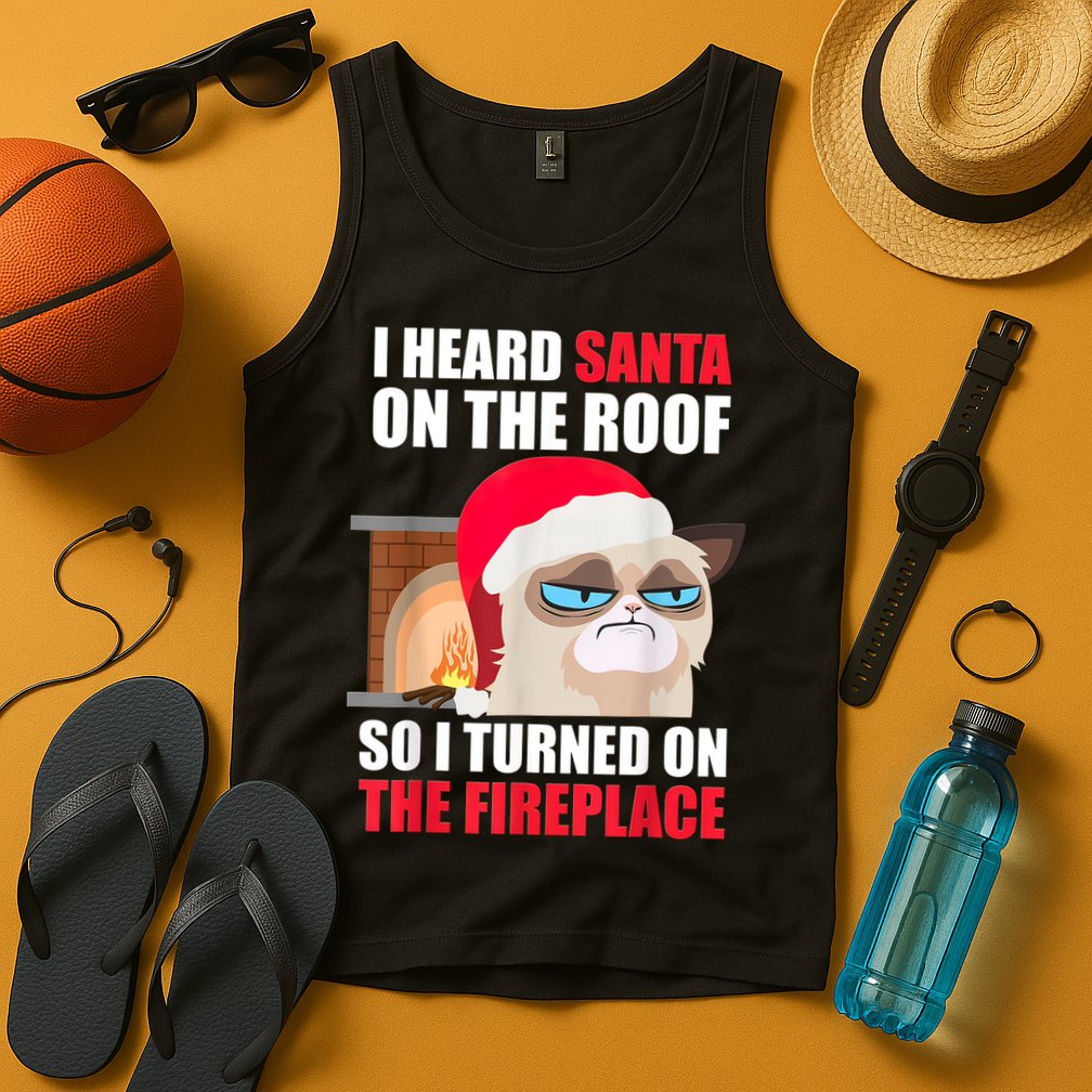 Funny Christmas Cat Hates Santa Grumpy Annoyed Cats Tank Top