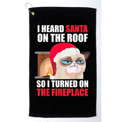 Funny Christmas Cat Hates Santa Grumpy Annoyed Cats Golf Towel