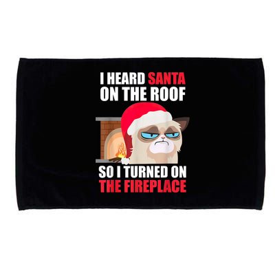 Funny Christmas Cat Hates Santa Grumpy Annoyed Cats Microfiber Hand Towel