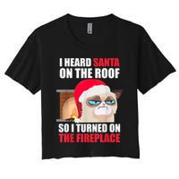 Funny Christmas Cat Hates Santa Grumpy Annoyed Cats Women's Crop Top Tee