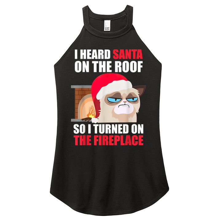 Funny Christmas Cat Hates Santa Grumpy Annoyed Cats Women's Perfect Tri Rocker Tank