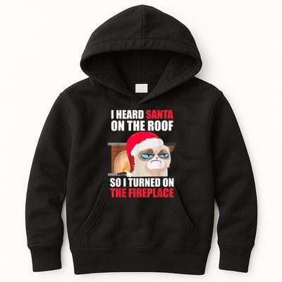 Funny Christmas Cat Hates Santa Grumpy Annoyed Cats Kids Hoodie