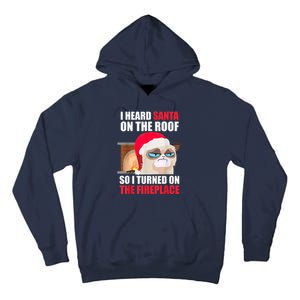 Funny Christmas Cat Hates Santa Grumpy Annoyed Cats Tall Hoodie