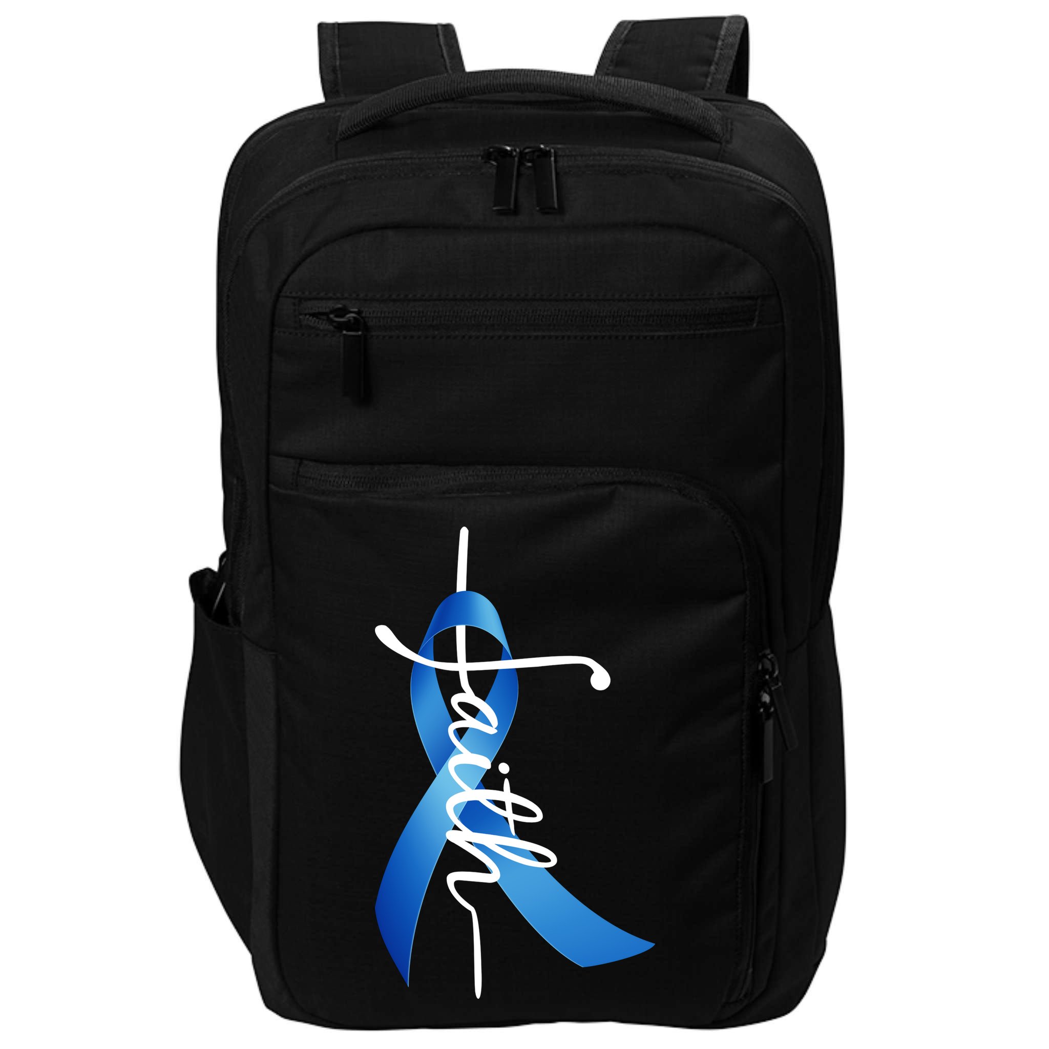 Faith Colon Cancer Cross Ribbon Impact Tech Backpack