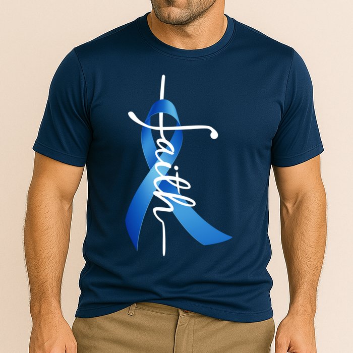 Faith Colon Cancer Cross Ribbon Performance Shirt