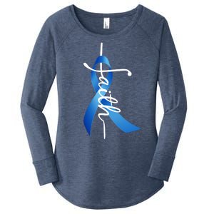 Faith Colon Cancer Cross Ribbon Women's Perfect Tri Tunic Long Sleeve Shirt