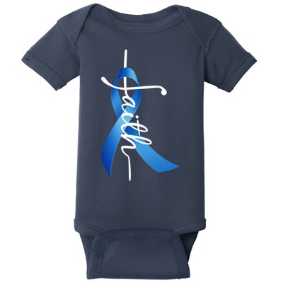 Faith Colon Cancer Cross Ribbon Baby Bodysuit