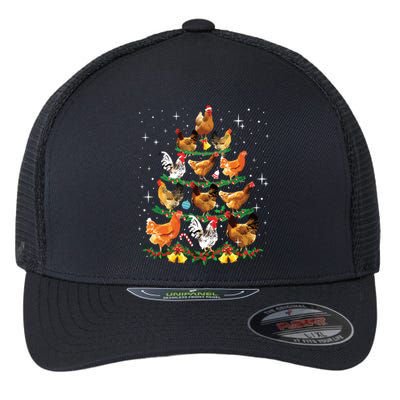 Funny Chickens Christmas Tree Ornament Decor Gift Flexfit Unipanel Trucker Cap