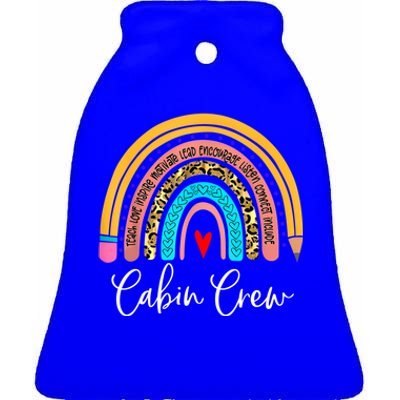 Funny Cabin Crew Rainbow Leopard Travel And Tourism Work Meaningful Gift Ceramic Bell Ornament