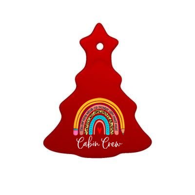 Funny Cabin Crew Rainbow Leopard Travel And Tourism Work Meaningful Gift Ceramic Tree Ornament