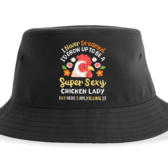 Funny Crazy Chicken Farmer Lady Sustainable Bucket Hat