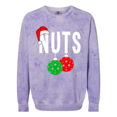 Funny Christmas Couples Nuts Xmas Chest Nuts Matching Pickleball Gift Colorblast Crewneck Sweatshirt