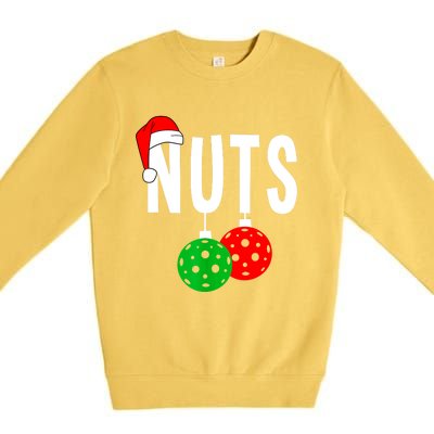 Funny Christmas Couples Nuts Xmas Chest Nuts Matching Pickleball Gift Premium Crewneck Sweatshirt