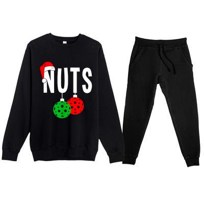 Funny Christmas Couples Nuts Xmas Chest Nuts Matching Pickleball Gift Premium Crewneck Sweatsuit Set