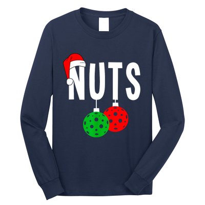 Funny Christmas Couples Nuts Xmas Chest Nuts Matching Pickleball Gift Long Sleeve Shirt