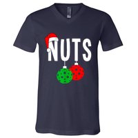 Funny Christmas Couples Nuts Xmas Chest Nuts Matching Pickleball Gift V-Neck T-Shirt