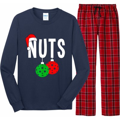 Funny Christmas Couples Nuts Xmas Chest Nuts Matching Pickleball Gift Long Sleeve Pajama Set