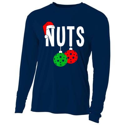 Funny Christmas Couples Nuts Xmas Chest Nuts Matching Pickleball Gift Cooling Performance Long Sleeve Crew