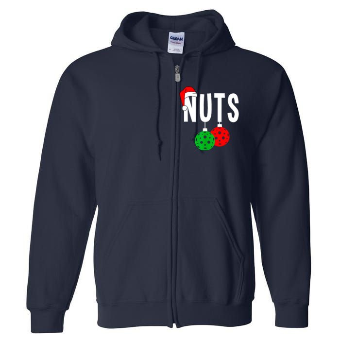 Funny Christmas Couples Nuts Xmas Chest Nuts Matching Pickleball Gift Full Zip Hoodie