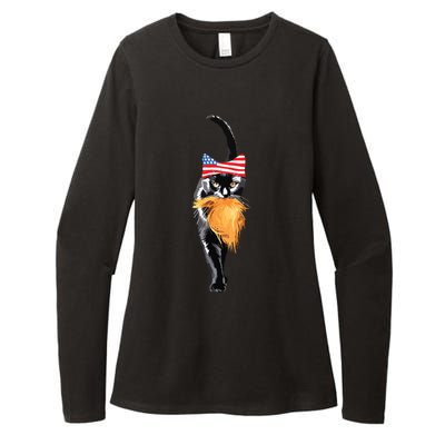 Funny Childless Cat Lady With Trump Hair Vote Kamala 2024 Womens CVC Long Sleeve Shirt