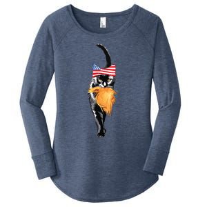 Funny Childless Cat Lady With Trump Hair Vote Kamala 2024 Women's Perfect Tri Tunic Long Sleeve Shirt