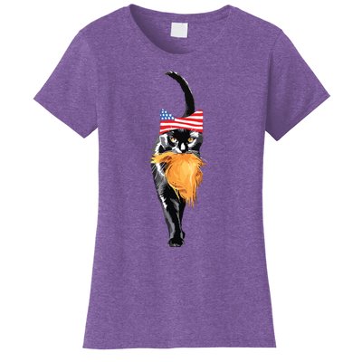 Funny Childless Cat Lady With Trump Hair Vote Kamala 2024 Women's T-Shirt