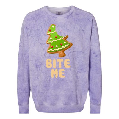 Funny Christmas Cookie Bite Me Colorblast Crewneck Sweatshirt